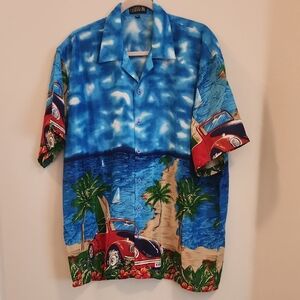 Ferugini Tropical Men's Blue Shirt 2XL